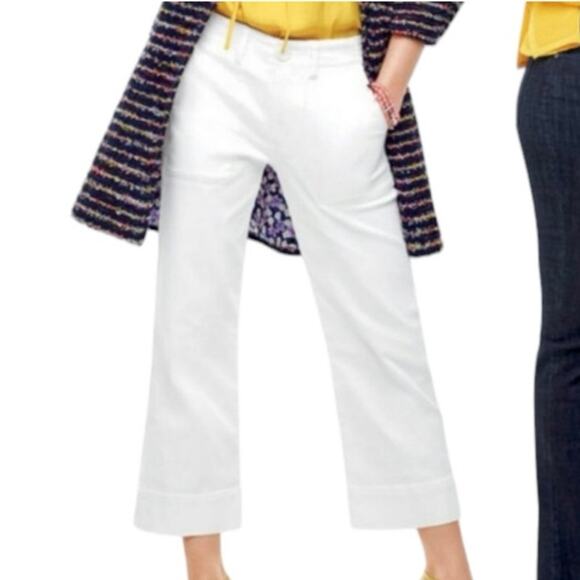 CABI Women's SIZE 2 Lido 5690 White Wide Leg Crop Denim Jeans High Rise Cuff - Picture 14 of 14